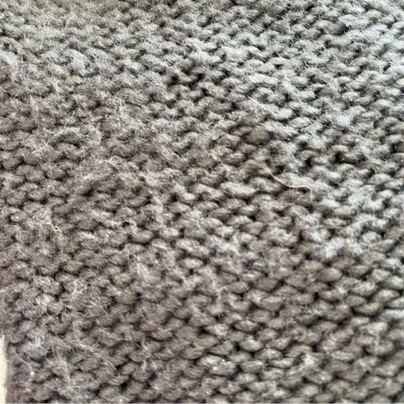 Rubbish | Gray Turquoise Wool Blend Shawl Collar Zip Up Crochet Sweater, Small - Picture 6 of 6